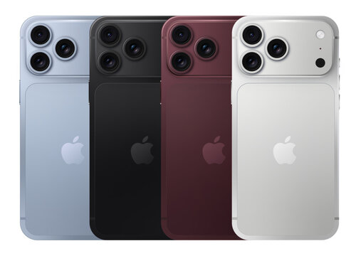 Apple iPhone 18 Pro Max in Black, Silver, Glacier and Burgundy, Front Views