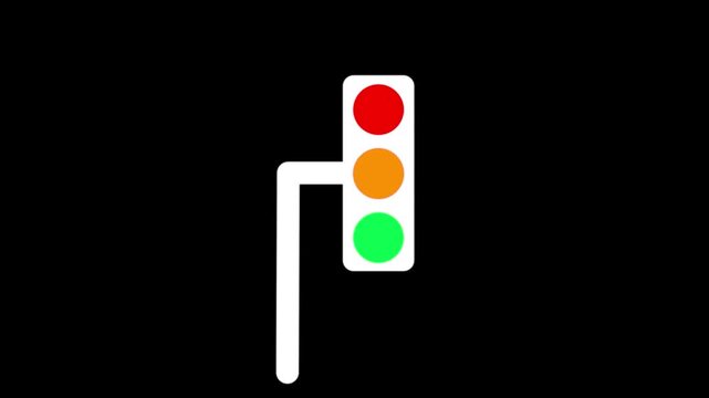 Traffic signal light icon. red green and yellow light. Road safety traffic control light icon animation.