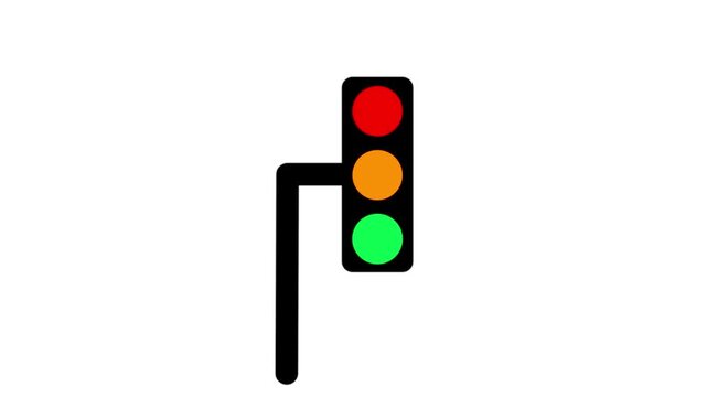 Traffic signal light icon. red green and yellow light. Road safety traffic control light icon animation.