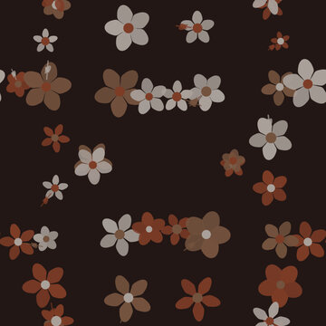 Mocha mousse kaleidoscope millefleur print pattern seamless background