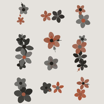 Terracotta and parchment millefleur print pattern seamless background