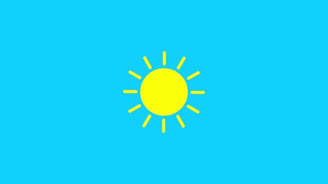 Sun icon animation with glowing effect on blue background.