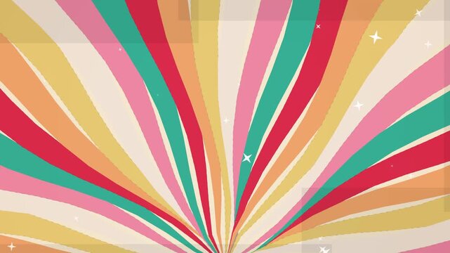 Retro sunburst pattern with pastel stripes and subtle glitter, vintage radial background, perfect for retro design themes