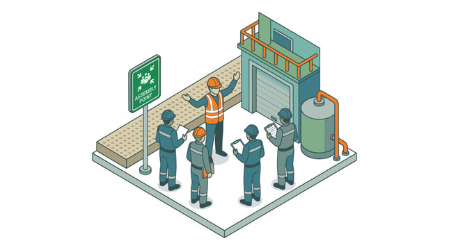 Construction workers receiving safety instructions on site.