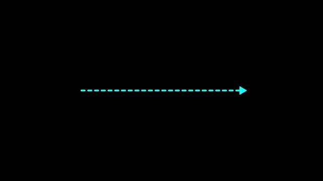 line arrow direction icon with dotted line animation on Black background. dot arrows icon sign animated with alpha channel.