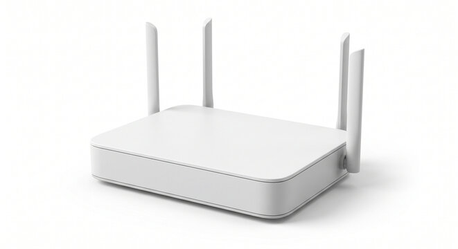 Generic wireless Wi-Fi router isolated on white background