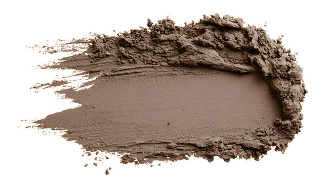 Wet mud stains with an isolated texture on a white background, viewed from the top