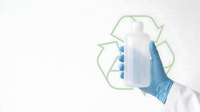 Empty Laboratory Reagent Bottle Recycling Concept