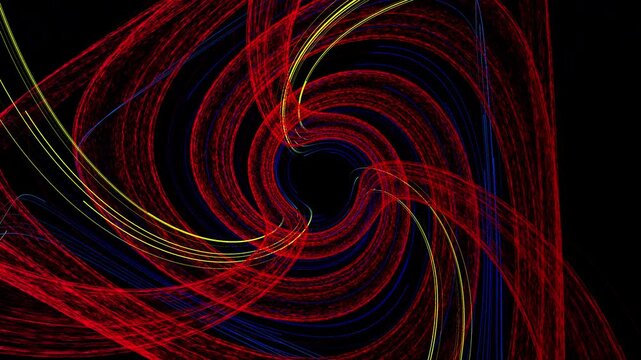 A digital visualization of Thomas's cyclically symmetric attractor, shown with intertwined luminous trajectories and spiral structures on a dark background.