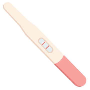Positive pregnancy test stick pink two lines pregnancy reveal vector illustration