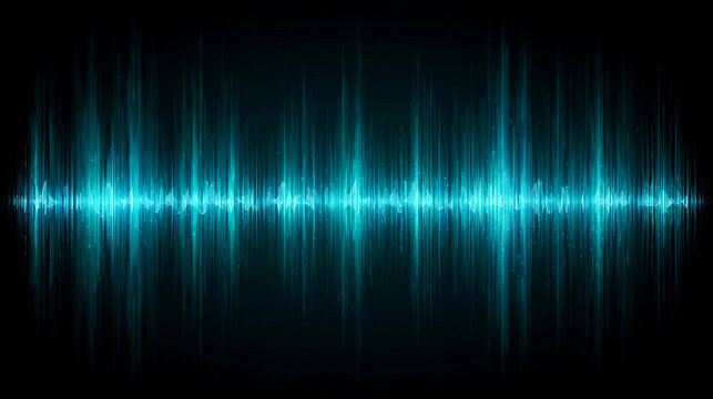 Abstract sound wave light blue effect on a dark background.
