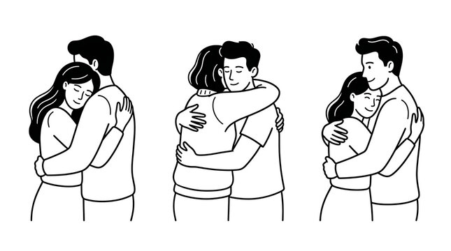 Partners showing different ways of embracing highlight the importance of physical affection and emotional support in healthy relationships.