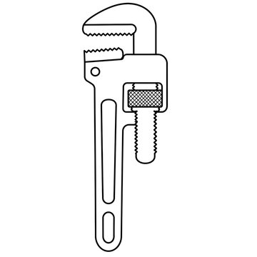 pipe wrench, heavy-duty plumbing tool icon illustration 
