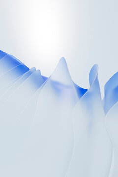 Abstract Blue Flowing Waves Minimal 3D Render
