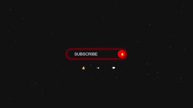 Subscribe button animation with notification bell on dark starry background