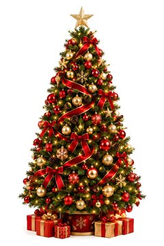 Beautiful Decorated Christmas Tree with Gift Boxes