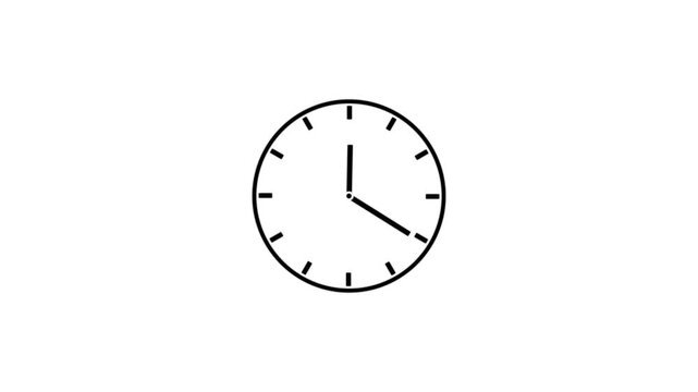 Time lapse of spinning clock animation in 12 Hour. Seamless motion animated footage. White colored watch with hands move quickly. Time concept. Alpha channel .