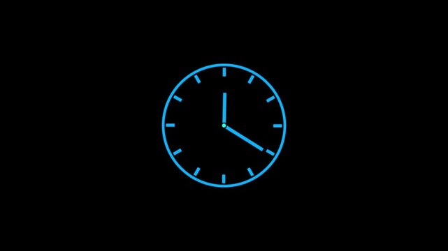 Time lapse of spinning clock animation in 12 Hour. Seamless motion animated footage. White colored watch with hands move quickly. Time concept. Alpha channel .