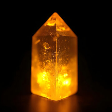 Citrine crystal glowing macro backlit mineral