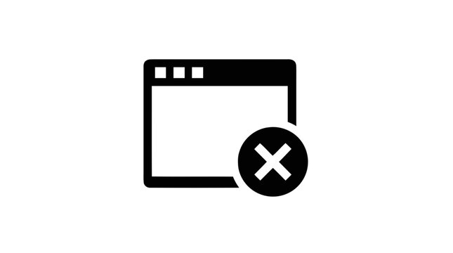Vector illustration of web browser window with close error symbol on a transparent background