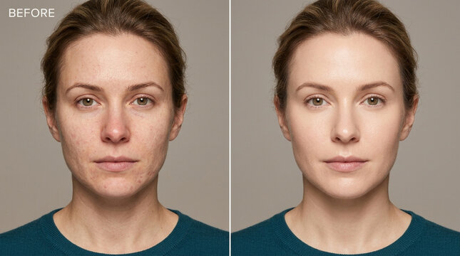 Woman's Face Before and After Makeup Transformation - Beauty Comparison