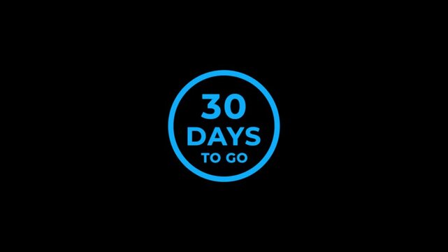 30 days to go, icon, stile, timer, countdown, Count time display with numbers.