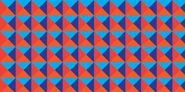 abstract red and blue overlap cover cube wall mosaic triangle geometric wallpaper background.
