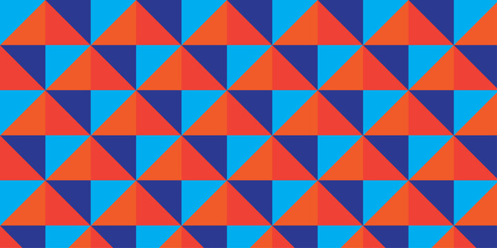 abstract red and blue overlap cover cube wall mosaic triangle geometric wallpaper background.