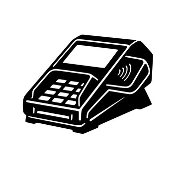 Black and white payment terminal credit card reader icon