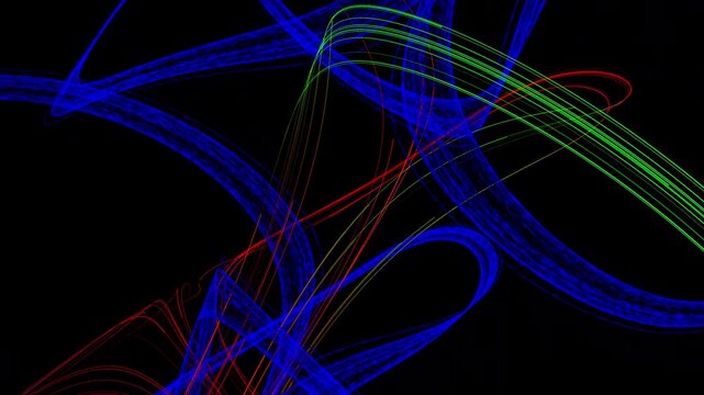 A digital visualization of Thomas's cyclically symmetric attractor, shown with intertwined luminous trajectories and spiral structures on a dark background.