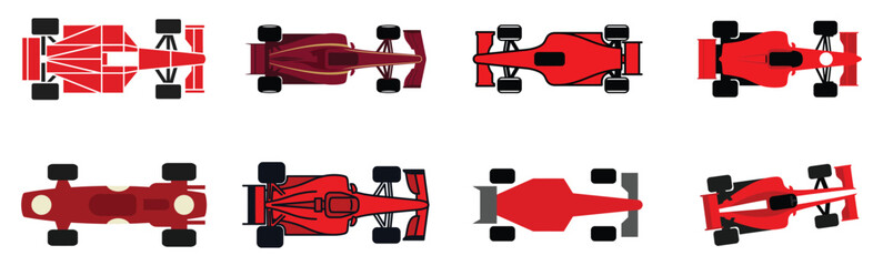 Obraz premium Collection of various formula one racing car illustrations viewed from above