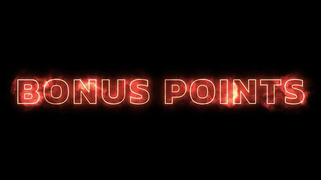 Glowing neon sign with bonus points text on black background