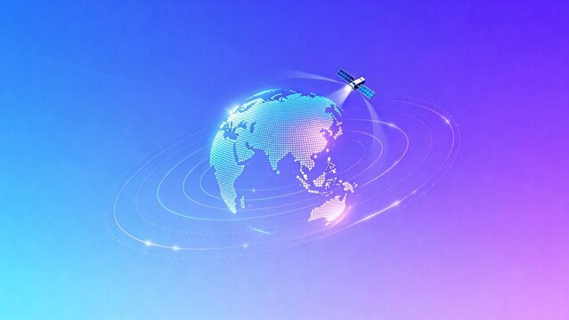 Satellite orbiting digital globe