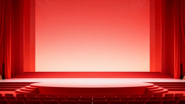 Empty theater stage with red curtains