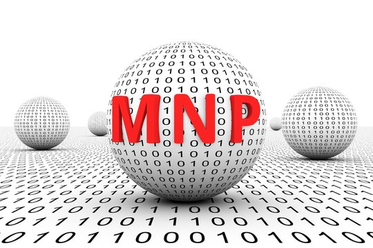 MNP conceptual sphere binary code 3d illustration