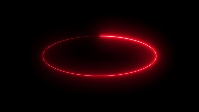 Glowing red neon circle frame with dotted light trail effect on a solid black background