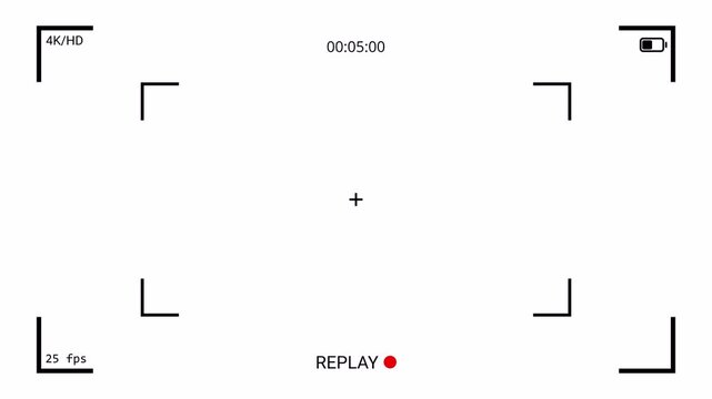 Replay text button animation for video camera and camcorder recordings, animated rewind or repeat icon, VHS Replay Overlay, Video camera replay screen animation overlay with alpha channel in 4k