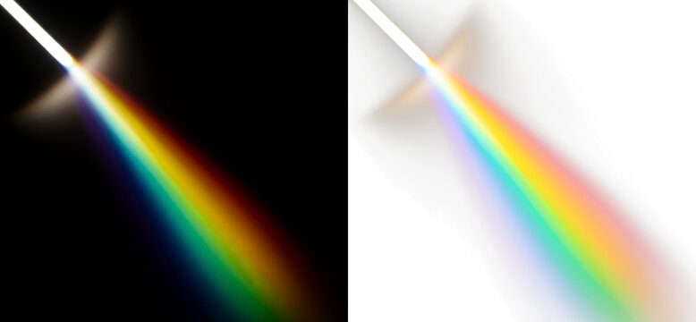 Light ray dispersing into a spectrum of rainbow colors isolated on transparent background