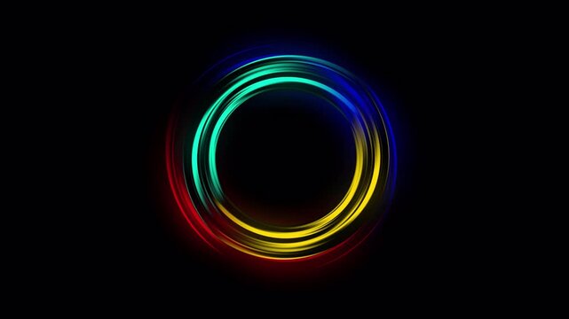 Purple neon glowing ring sphere orb circle shape ,energy field in dark space transparent background in 4k. 