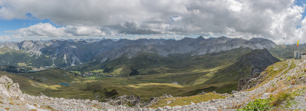 Landscape / mountain range of Swiss Alps at Arosa, Switzerland (panorama)