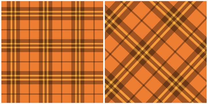 Orange and Brown Plaid Tartan, checkered style, tartan look