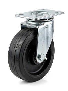 Heavy duty industrial caster wheel with swivel mount on white background