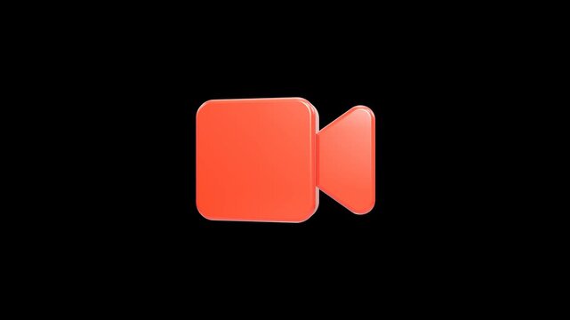 Red 3d video camera icon motion