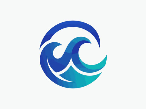 Pack of 10 abstract wave and spiral logos in blue and teal gradient. Modern geometric vector designs. Symbol of ocean, sea, water, flow, energy, nature, travel and sustainability. Perfect for water co