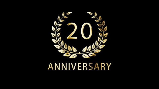 A beautiful gold laurel wreath greeting for the 20th anniversary, date greetings