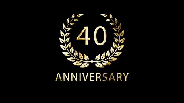 A beautiful gold laurel wreath greeting for the 40th anniversary, date greetings