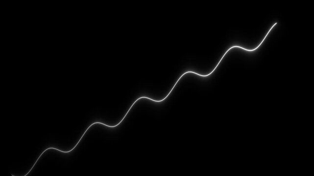 Minimalist glowing white sine wave line animation on black background, glowing line abstract background