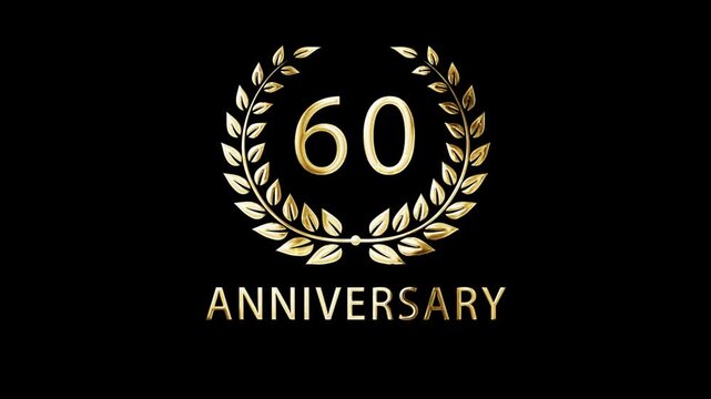 A beautiful gold laurel wreath greeting for the 60th anniversary, date greetings