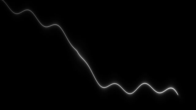 Glowing white neon sine wave animation on black background, for tech and, science motion abstract