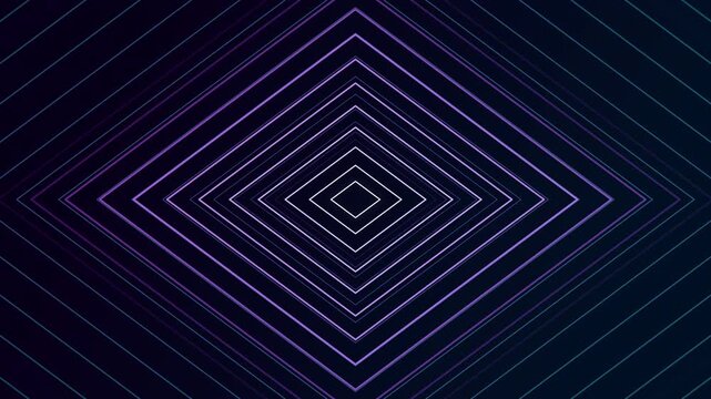 Neon diamond grid animating inward, purple on dark navy